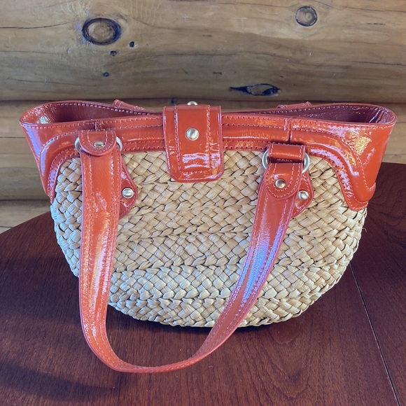 Michael Kors Straw Woven Basket Handbag - Picture 2 of 7